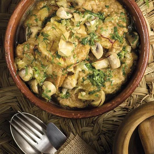 Patatas a la importancia con champis y Kraken