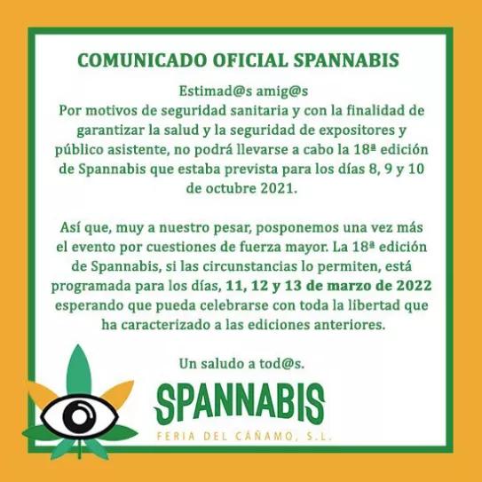 La Spannabis retrasa su 18ª edición a marzo de 2022