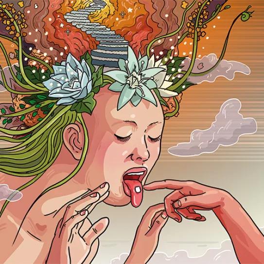 Psiquedélicos, ciencia y mística.  Ilustración de Cristóbal Fortúnez