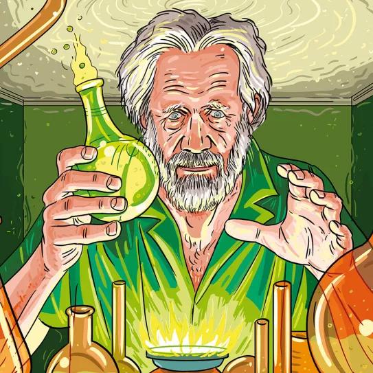 Alexander Shulgin, “Sasha”. Ilustración de Cristóbal Fortúnez