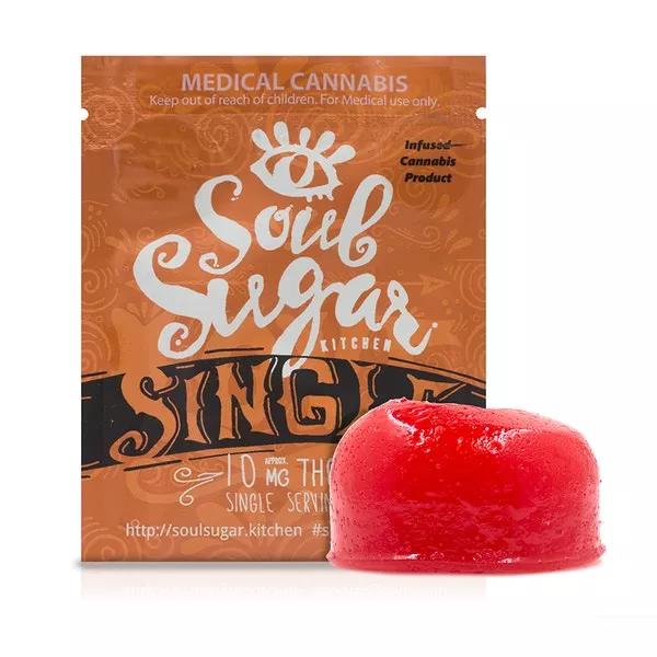 SOUL SUGAR JELLIES: Gominolas cannábicas. Packs de 10mg. THC de gominola con sabor a fruta de un nivel superior a los clásicos ositos infundidos. Precio: de 3 a 5 dólares.