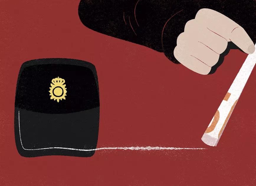 Ilustración Policía y cocaína