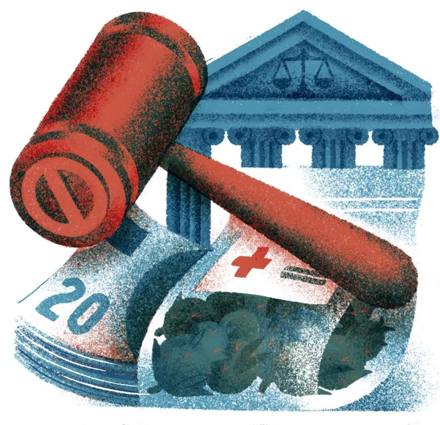 Ilustración: Justicia, dinero, marihuana