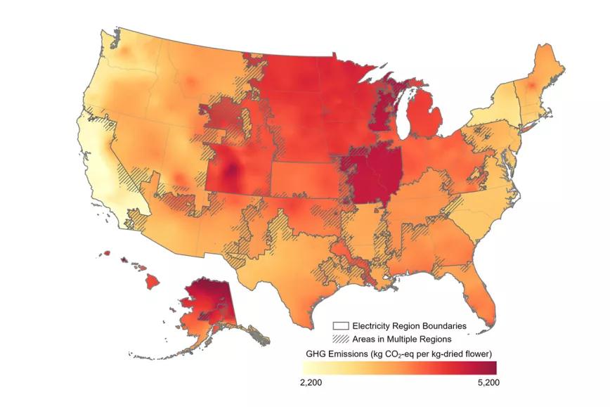 El ciclo de vida de las emisiones de gases de efecto invernadero del cultivo de cannabis en interiores, modelado en los EE. UU. 