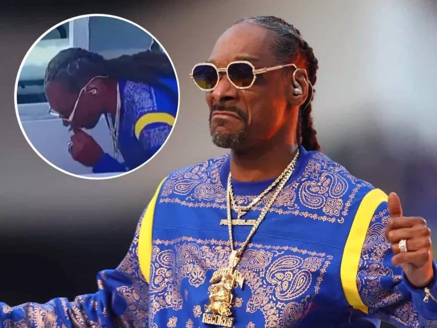 Snoop Dogg pillado echando unas caladas de hierba antes de su actuación en la Super Bowl