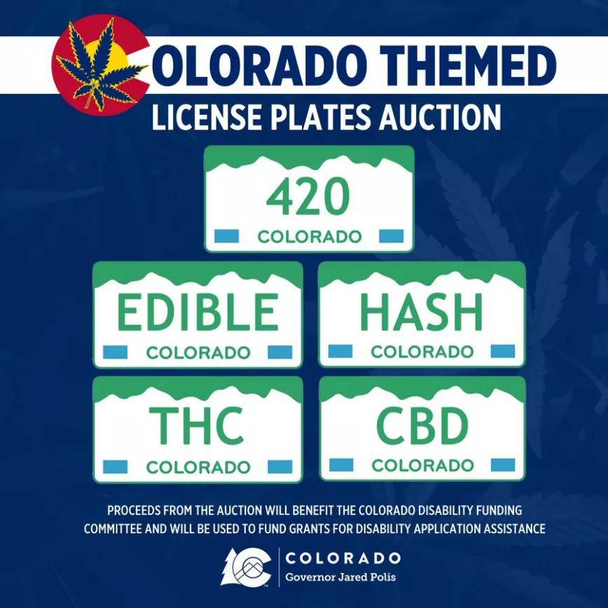 Colorado subasta matrículas legales con las palabras ‘WEED’, ‘420’y ‘THC’