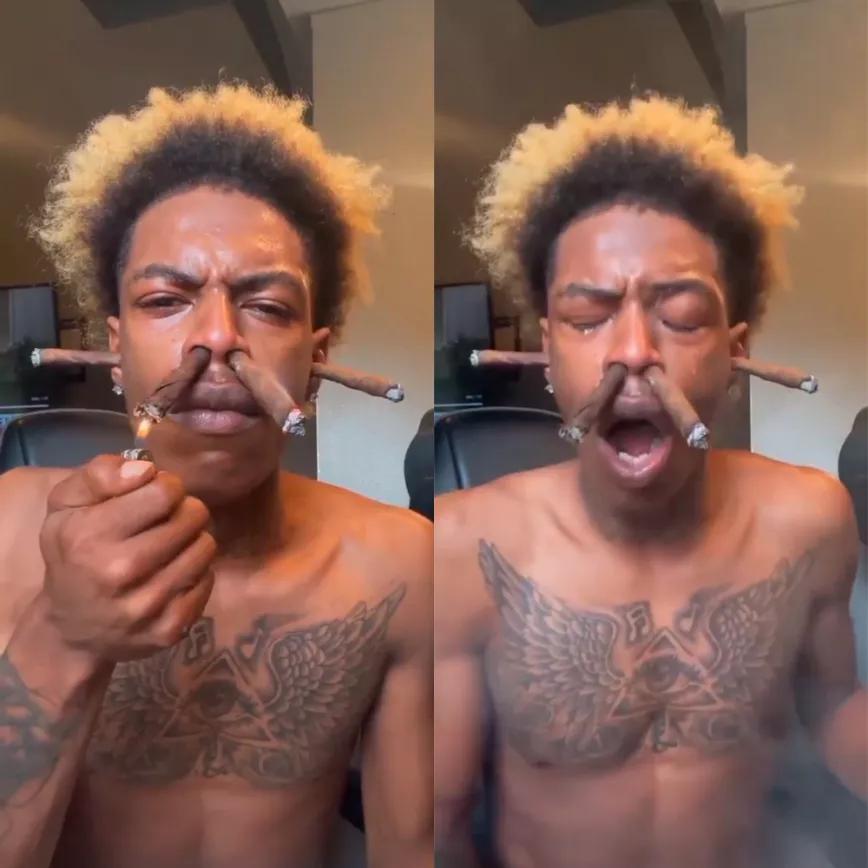 Fumó porros con orejas, nariz y boca para llamar la atención de famosos