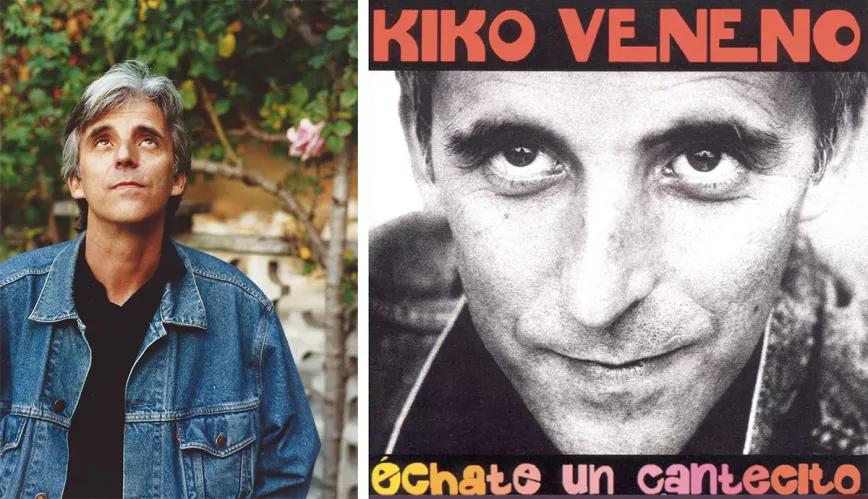 Mirando al cielo en su casa de Valencina de la Concepción (Sevilla) a principios de los noventa y portada de Échate un cantecito (1992).