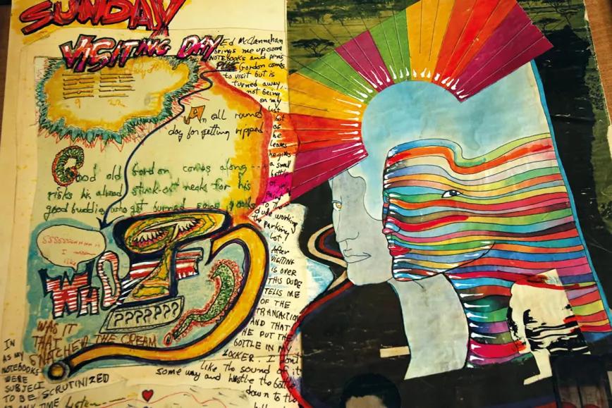 Una página del libro escrito e ilustrado por Ken Kesey mientras estaba en prisión