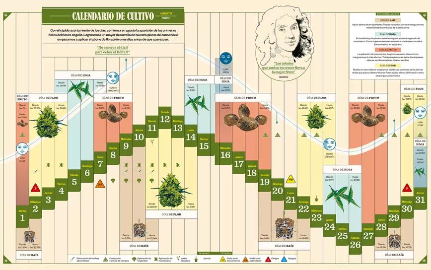 Calendario biodinámico Cañamo 308 Agosto 2023