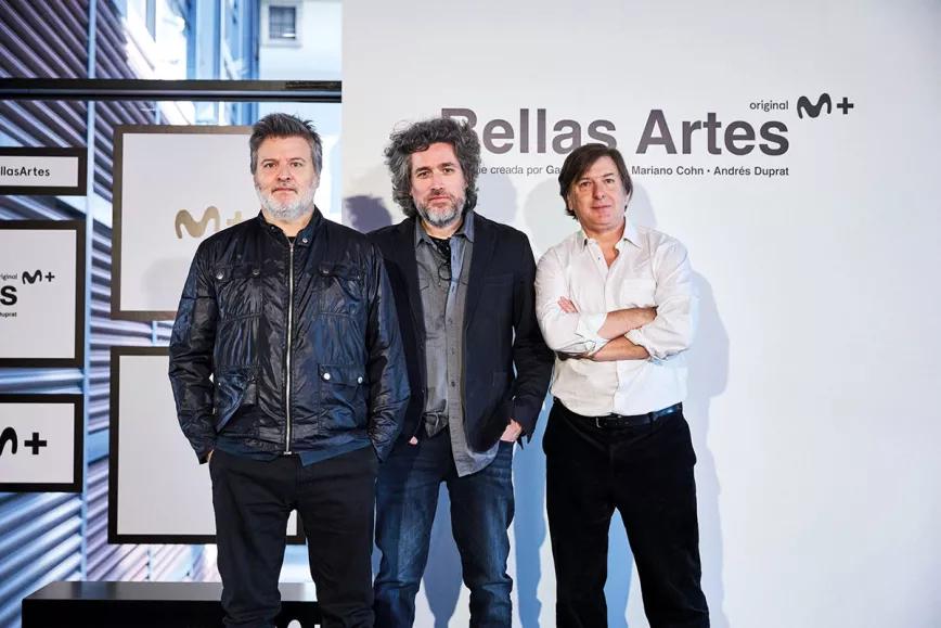 Gaston Duprat y Mariano Cohn, el dúo creativo más conocido y premiado de Argentina, junto a Andres Duprat, durante la presentación de la serie Bellas Artes.