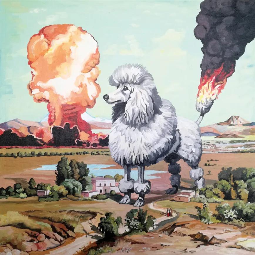 Óscar Seco. #vamosamorirtodos, 81x100 cm, acrílico sobre tela (2020).