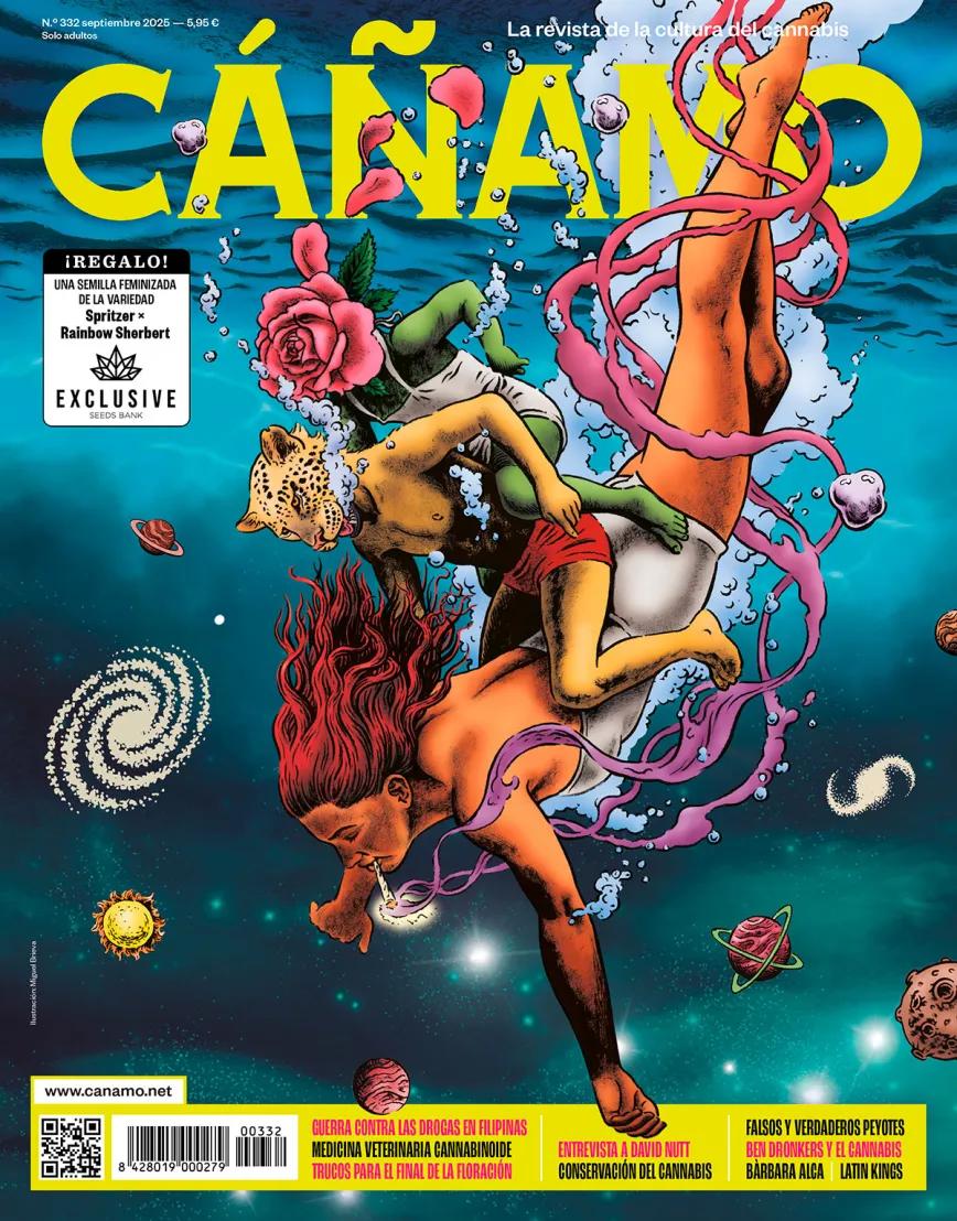 Cáñamo 332, septiembre 2025. Portada de Miguel Brieva
