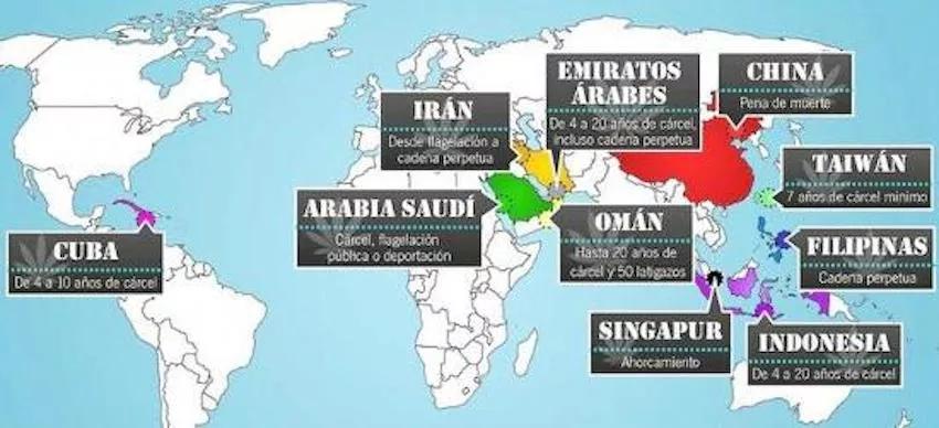 Paises malos para el cannabis