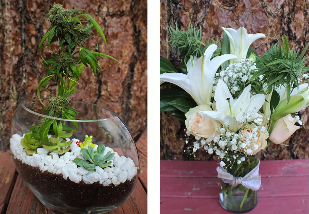 Ramos de flores hechos con cannabis