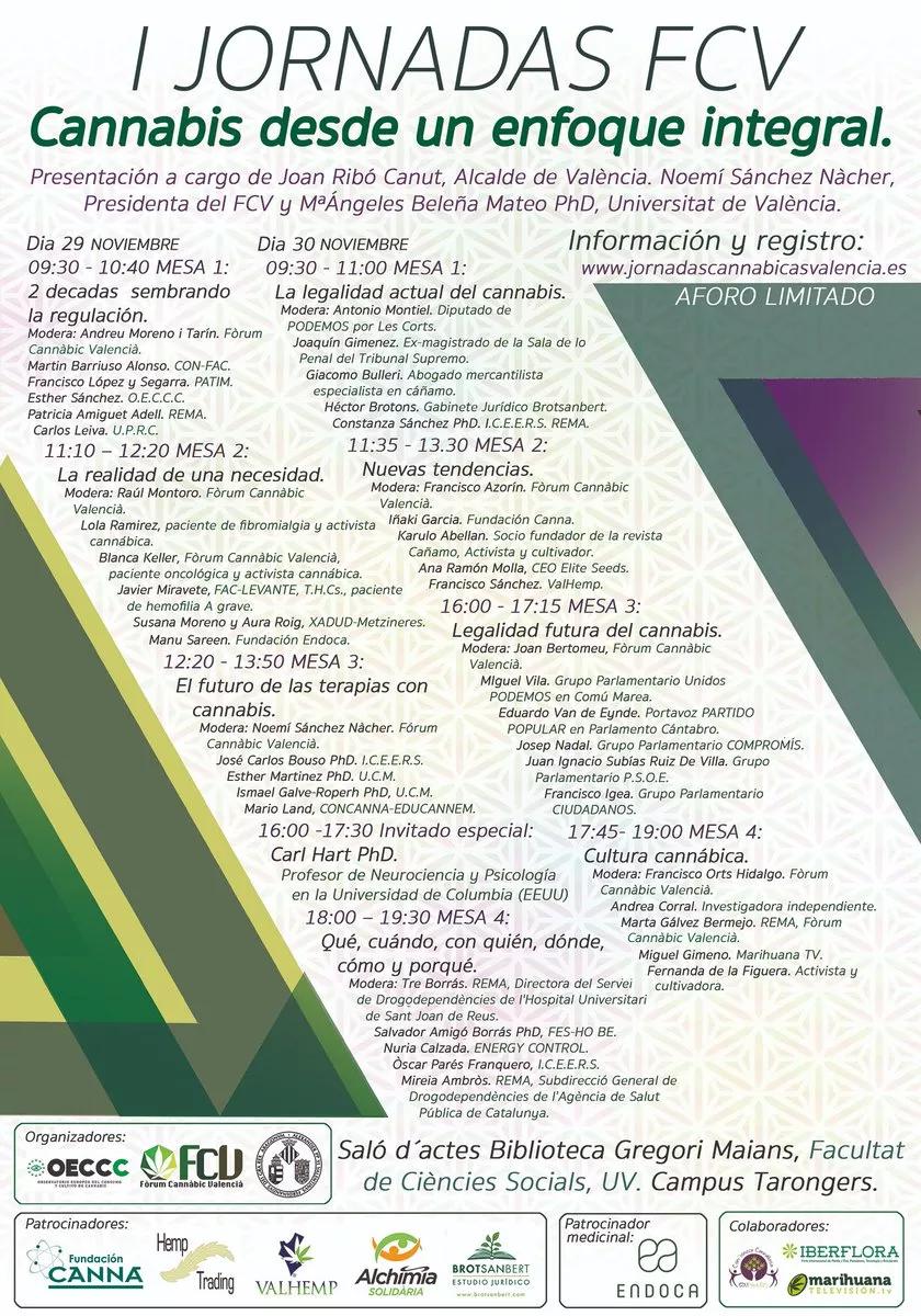 Jornadas en la Universidad de Valencia “Cannabis desde un enfoque integral”