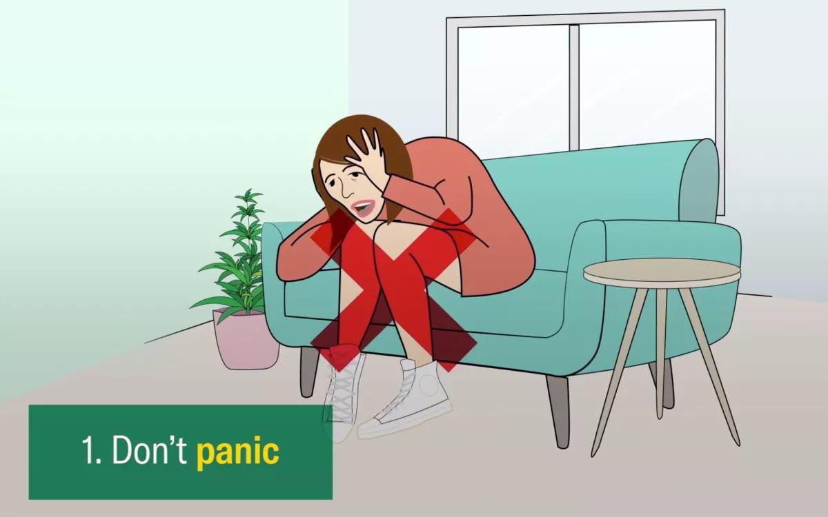 1. No entres en pánico: La más importante. No te rayes porque esto se pasa. Nadie muere de sobredosis de marihuana ni te vas a quedar volado para siempre. Bajará. Así que, tranquilidad. Mucha tranquilidad.