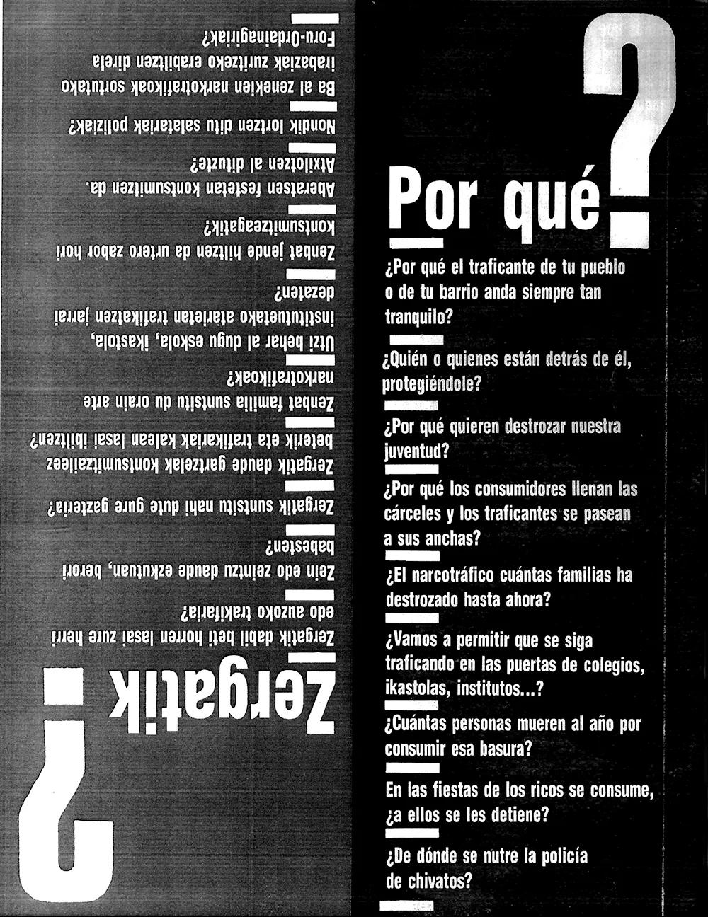 Las preguntas encadenadas de este panfleto responden a la teoría de la conspiración de la droga como arma de Estado
