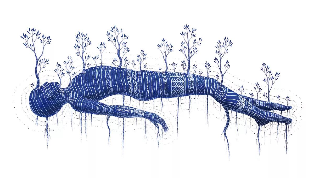 Dream time, acrílico sobre lienzo, 200x100 cm, 2017.