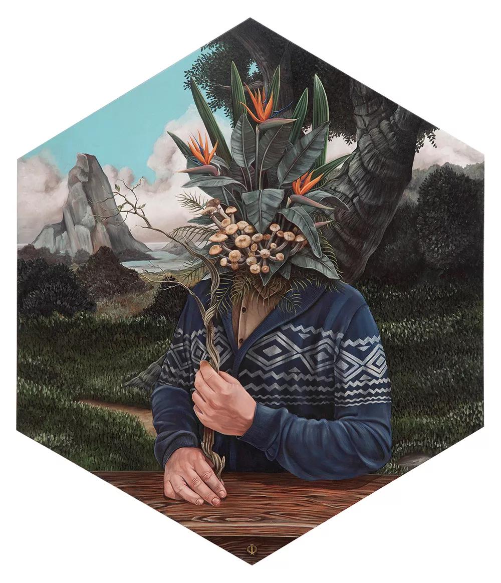 O/ (óleo sobre tela, 95x82x7cm, 2019).