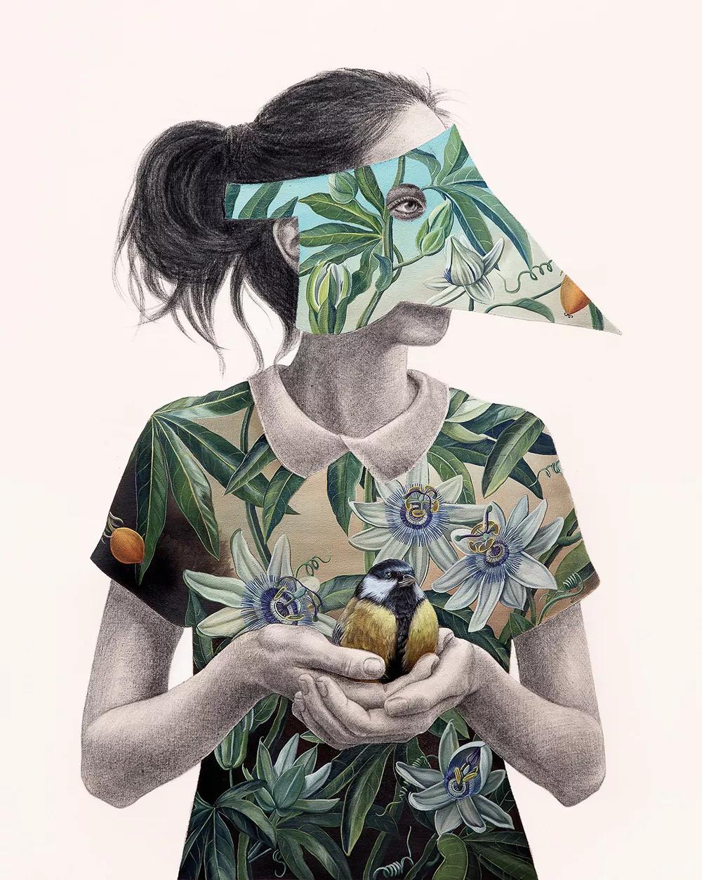 La conciencia no ordinaria (óleo y lápiz sobre tela, 100x80cm, 2020).