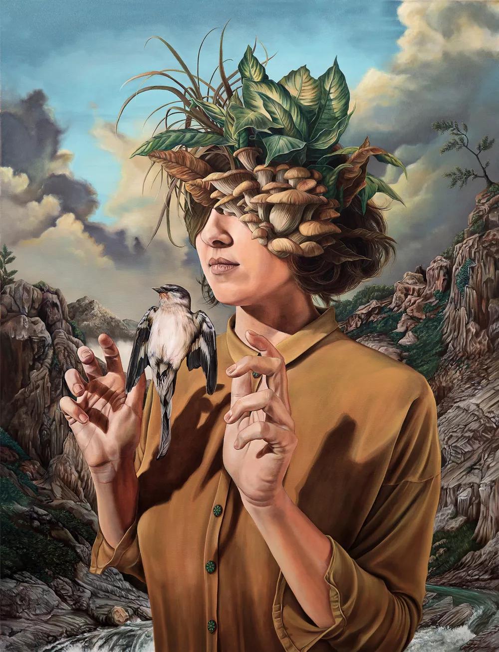 La hora dorada (óleo sobre tela, 150x115cm, 2020). 