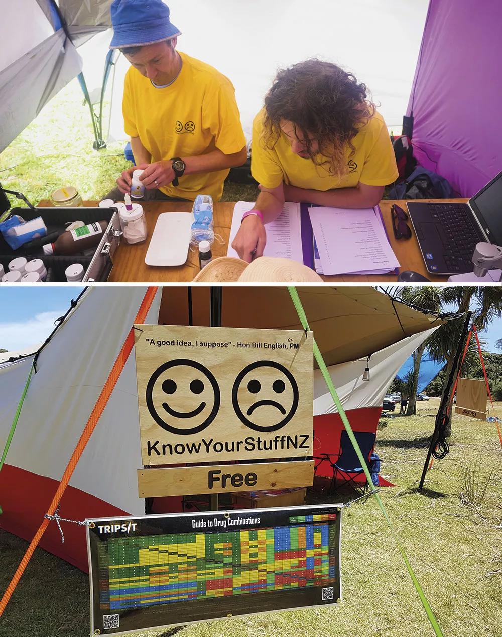 Nueva Zelanda ha legalizado el análisis de drogas, convirtiéndose en el primer país en regularlo de forma explícita. En las imágenes, Know Your Stuff (“Conozca su material”),  organización formada por voluntarios que ofrece servicio de análisis de drogas en eventos celebrados en Nueva Zelanda