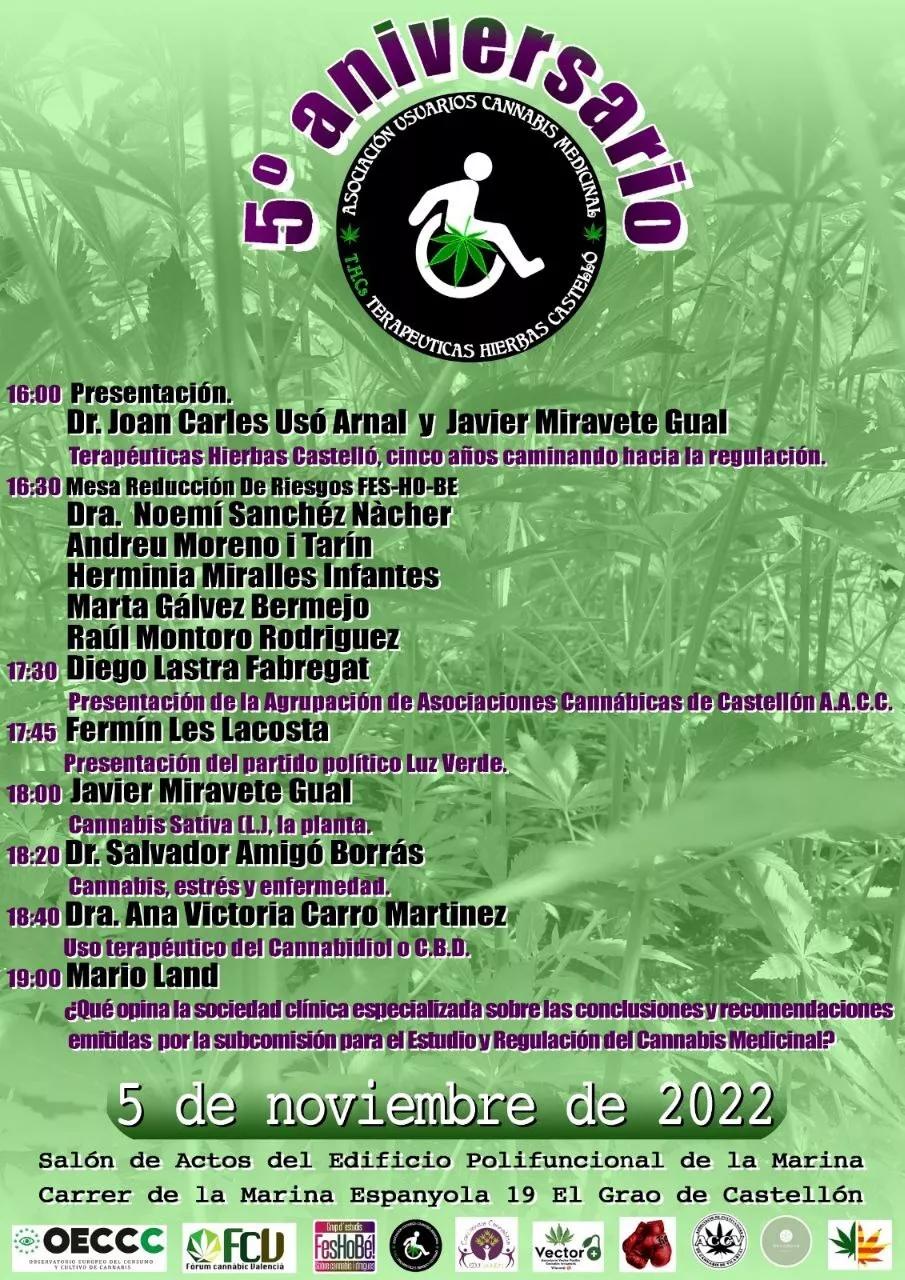 La asociación medicinal THCs celebra unas jornadas en Castellón por su 5º aniversario 