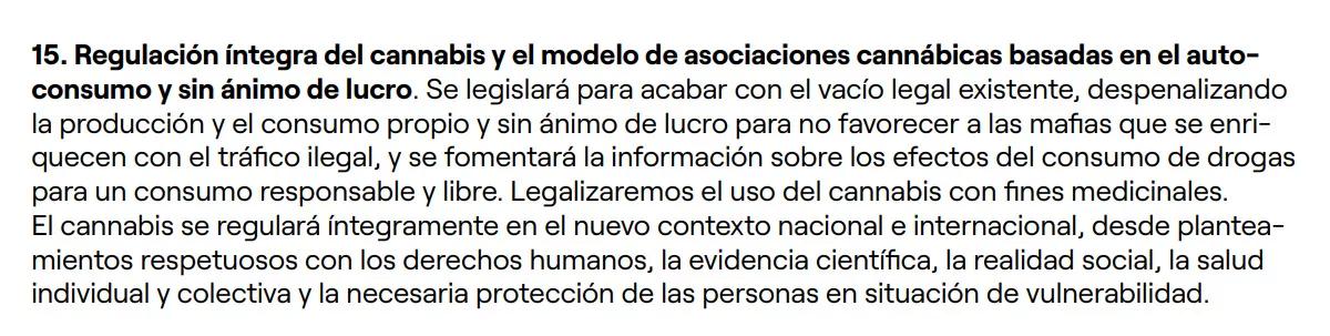 Sumar explicita su apoyo a la regulación del cannabis