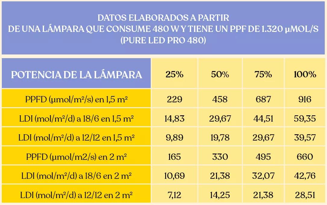 Niveles óptimos de luz en el cultivo