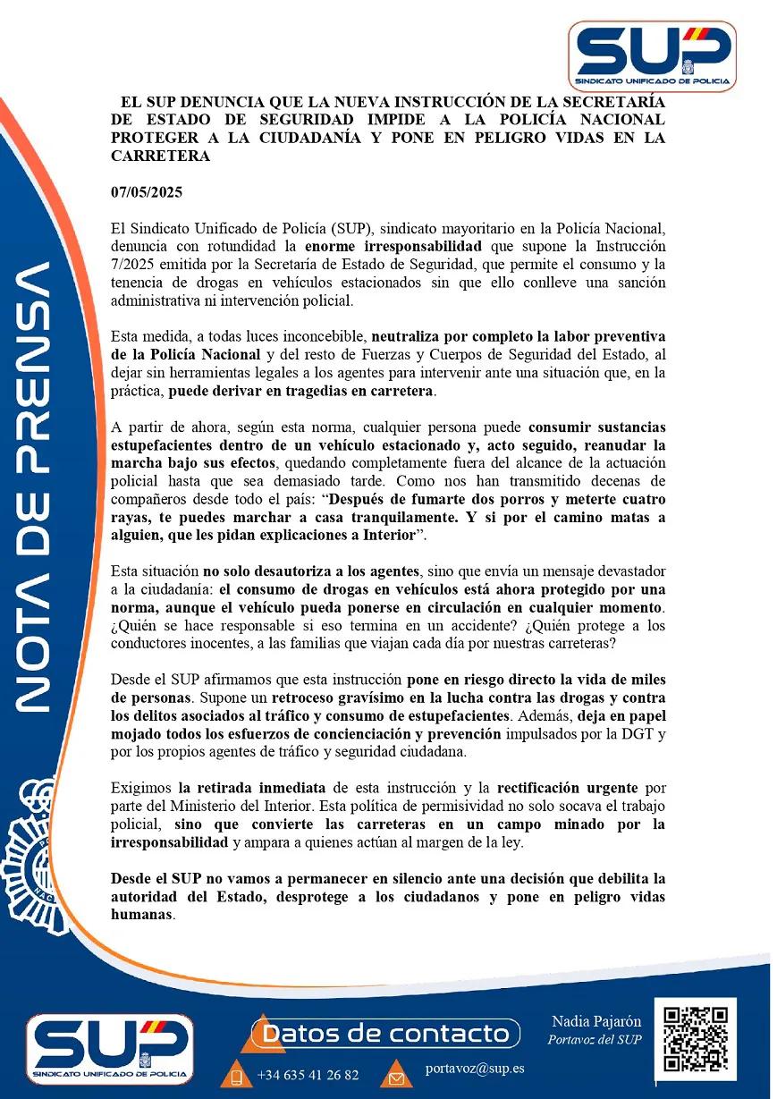 Secretaría de Estado de Seguridad protege la privacidad de los usuarios de drogas