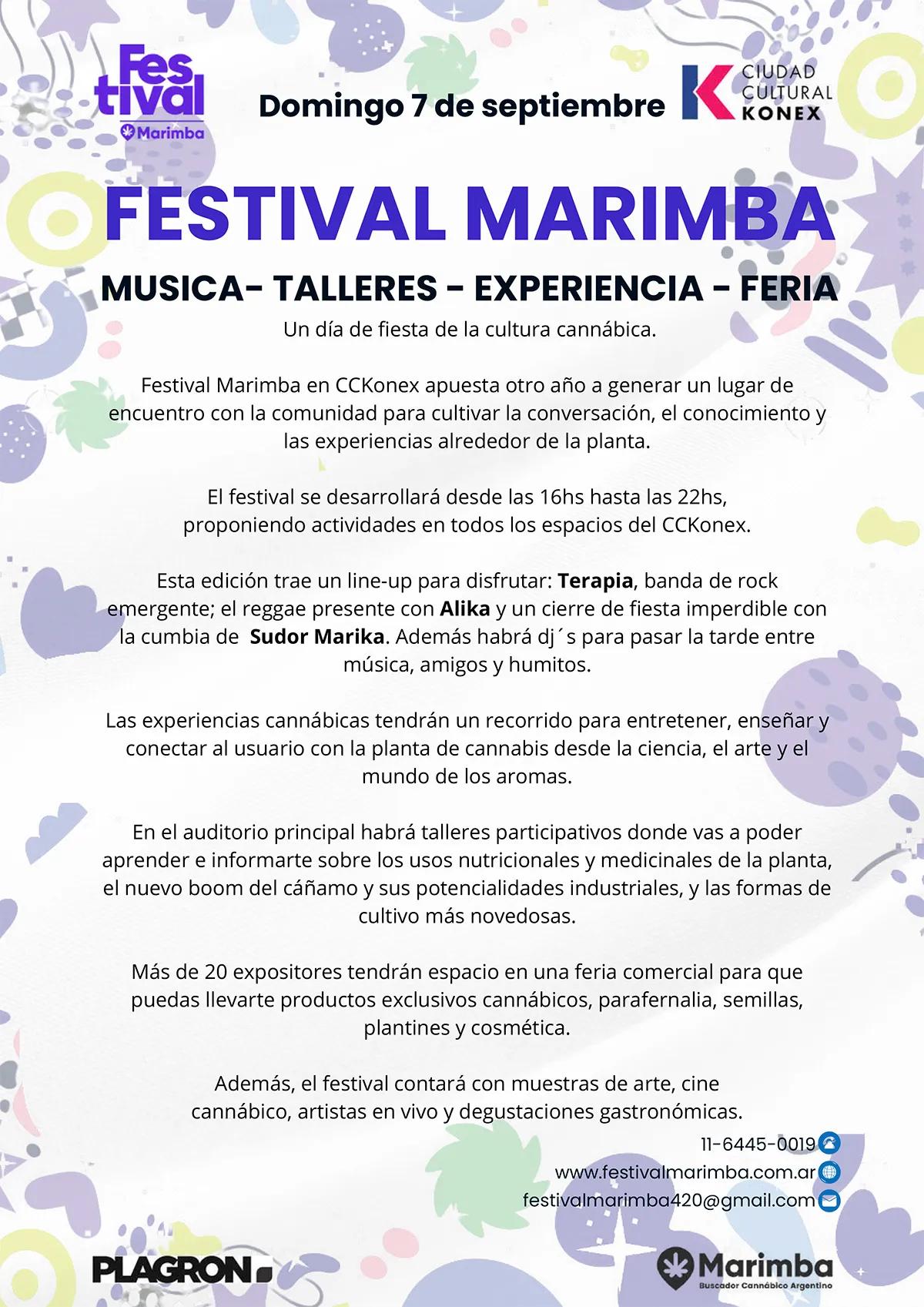 Festival Marimba 2025: cultura cannábica, talleres y música en Argentina